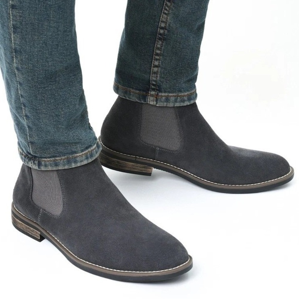 Bruno Marc NY Mens Chelsea Boots Charcoal Grey Suede Slip On Casual Size‎ 14